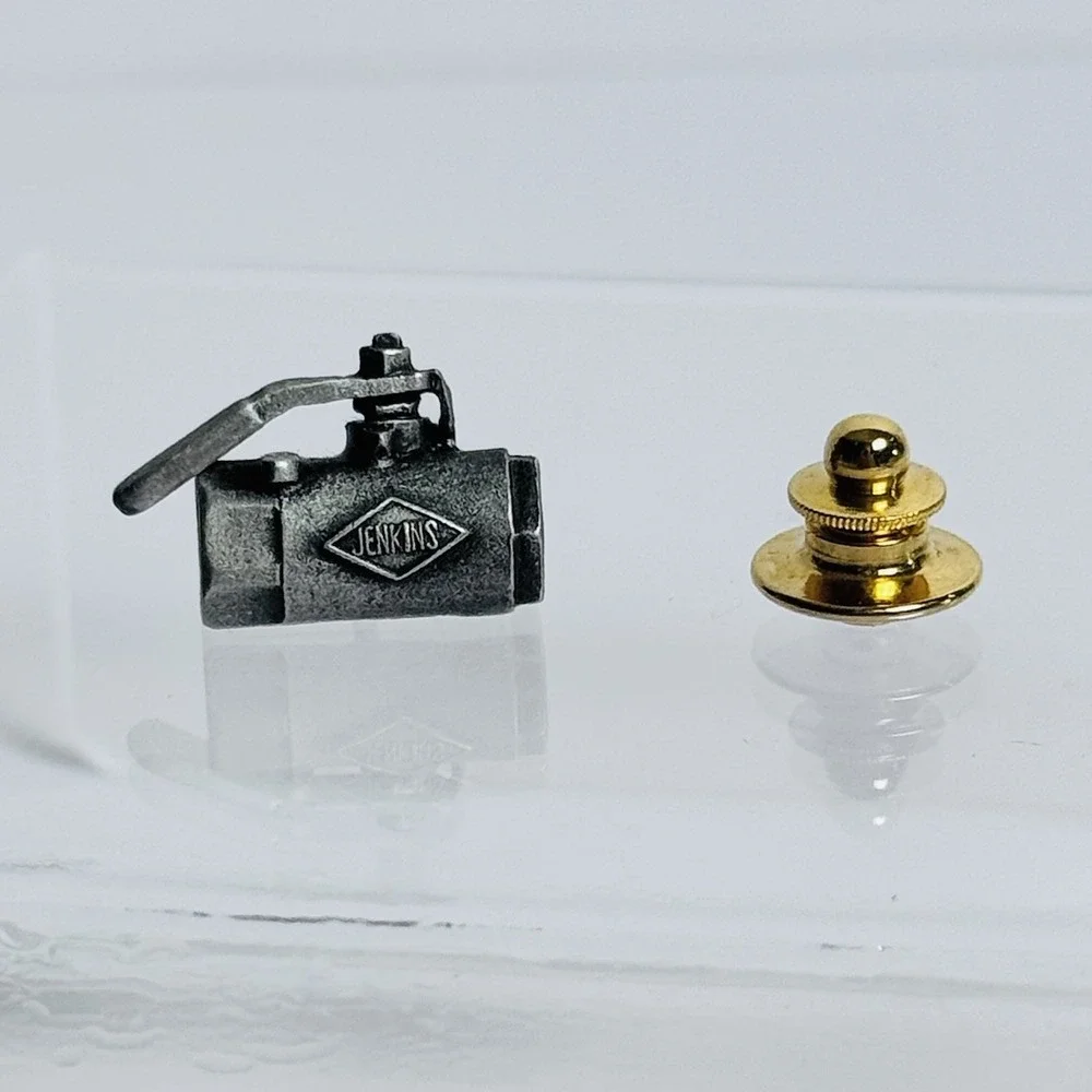Jenkins Metal Valve Tie Tack Lapel Pin Silver Tone‎ EUC